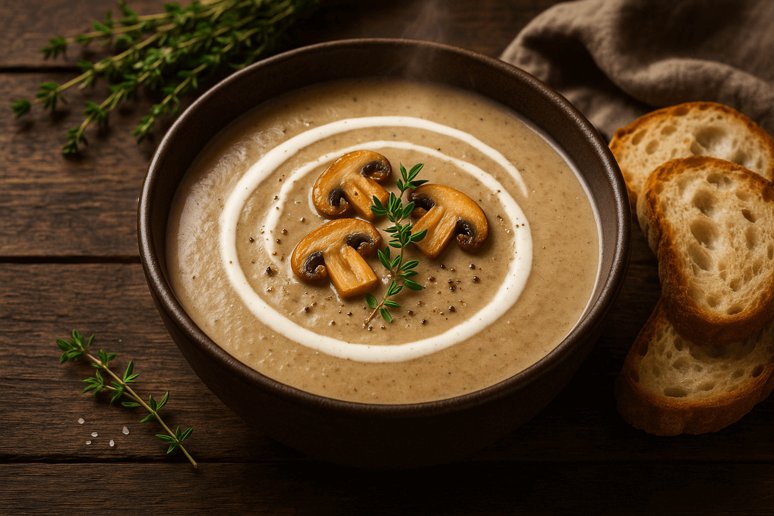 Trinta pievagrybių sriuba su grietinėle