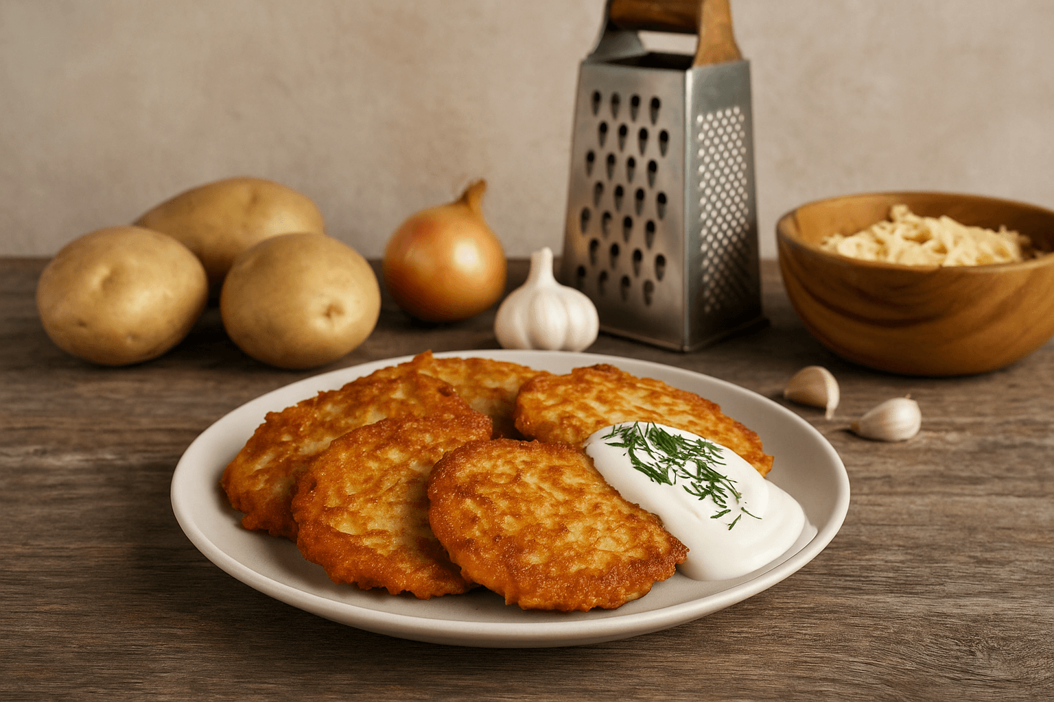 Bulvinių blynų receptas su svogūnais ir česnaku