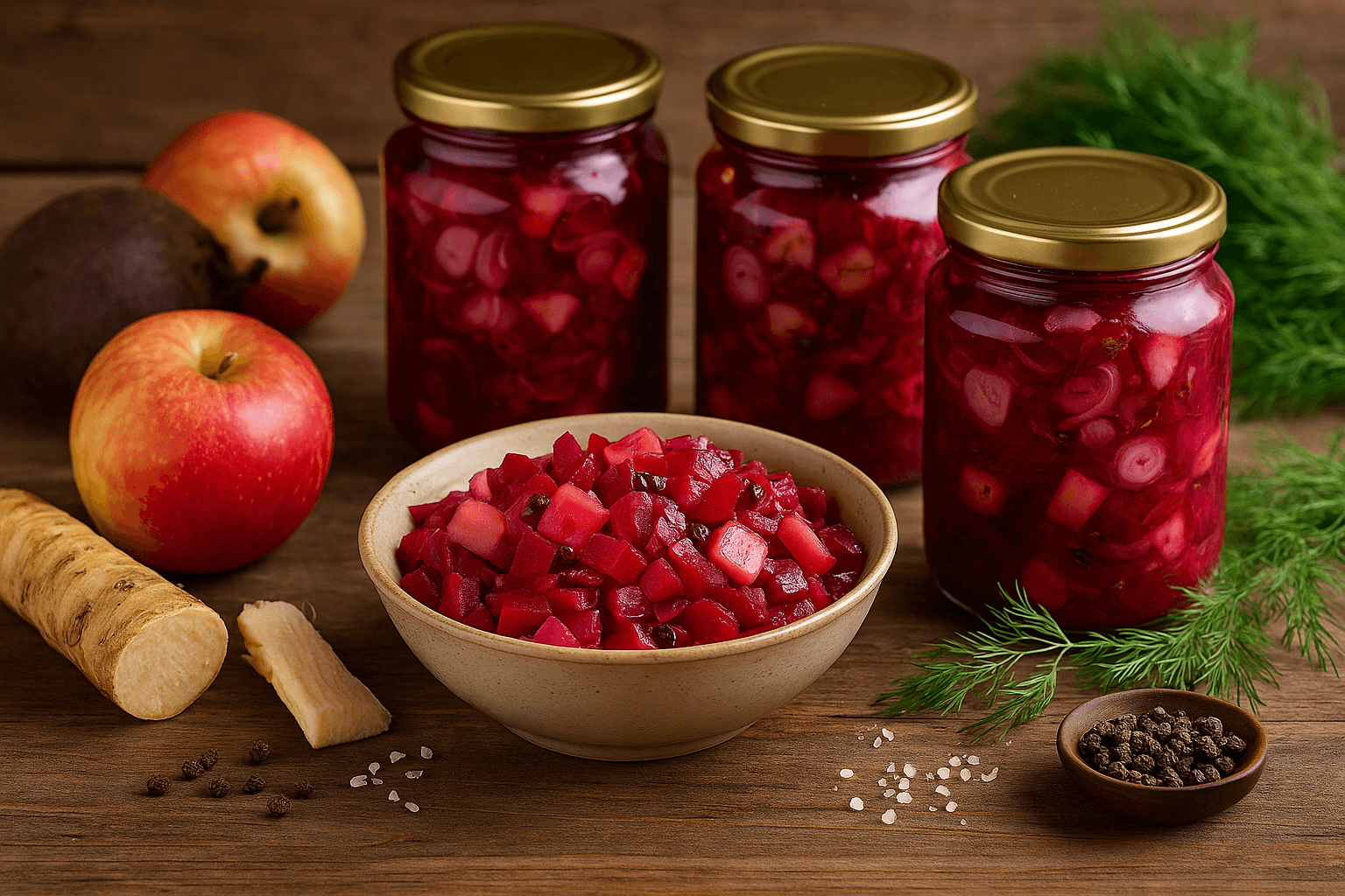 Burokėlių mišrainė žiemai su obuoliais