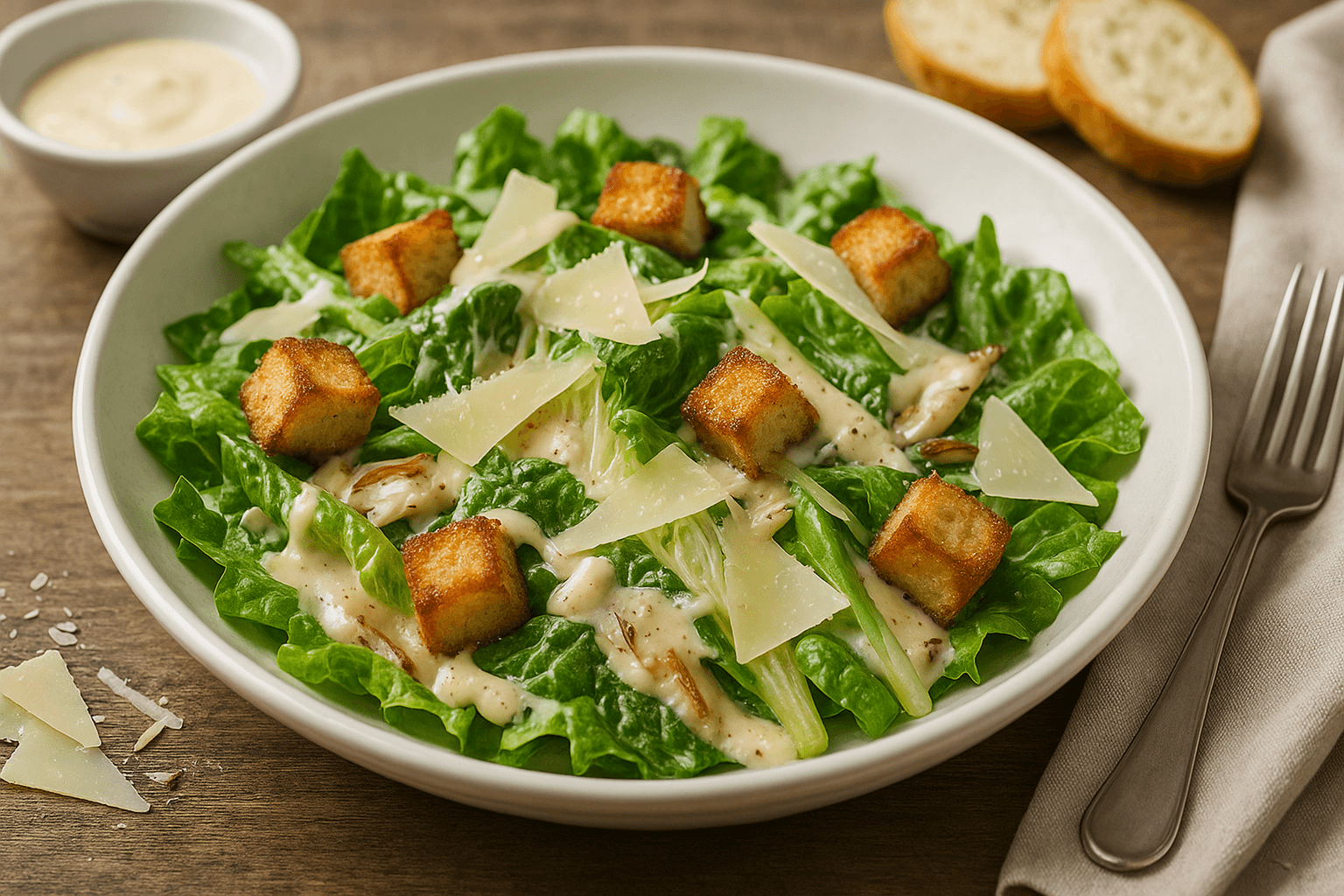 Klasikinis Cezario salotos receptas su traškia duona