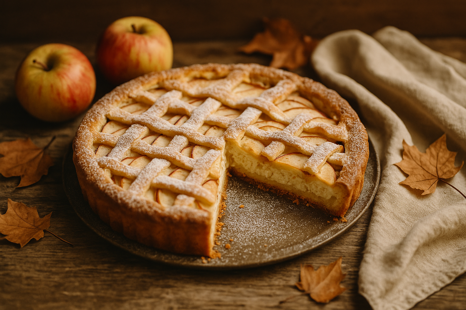 Obuolių pyragas su varške – puri rudens klasika