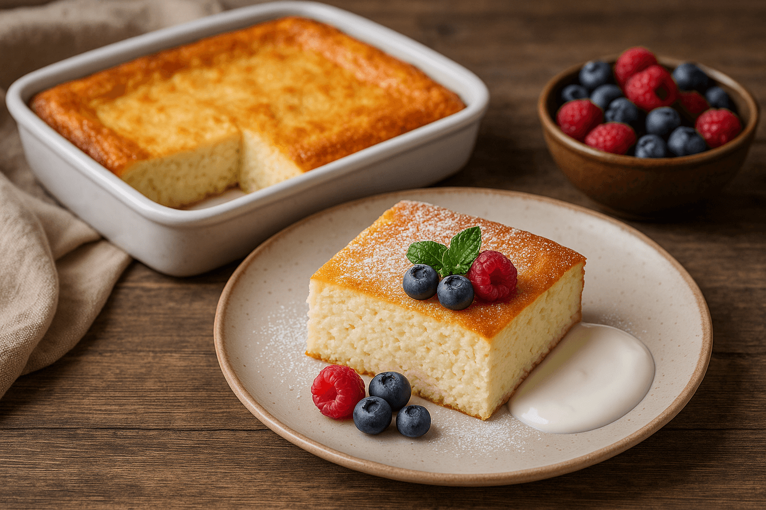 Varškės apkepas be manų – lengvas ir purus