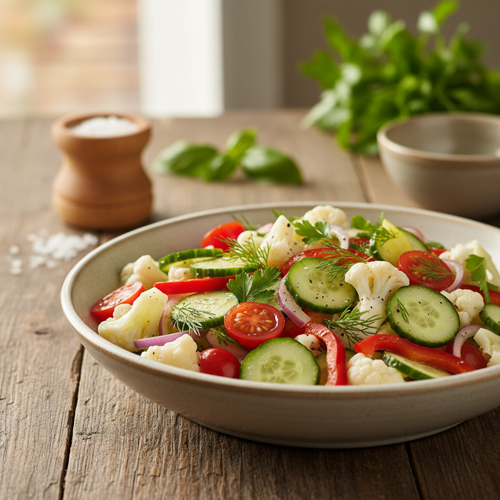 Gaivios ir traškios salotos su kalafiorais: paprastas receptas kiekvienai dienai