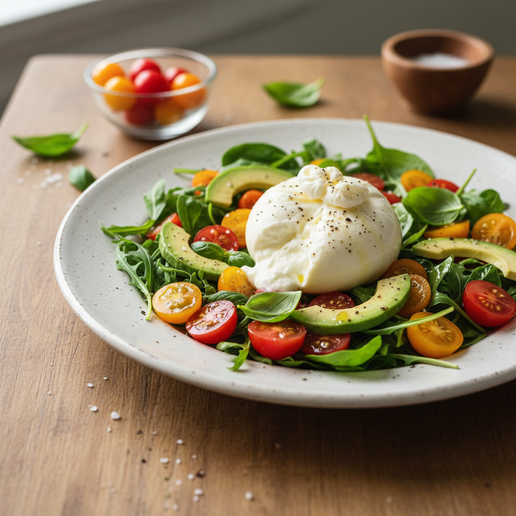 Gaivios salotos su burrata: receptas vasariškiems pietums