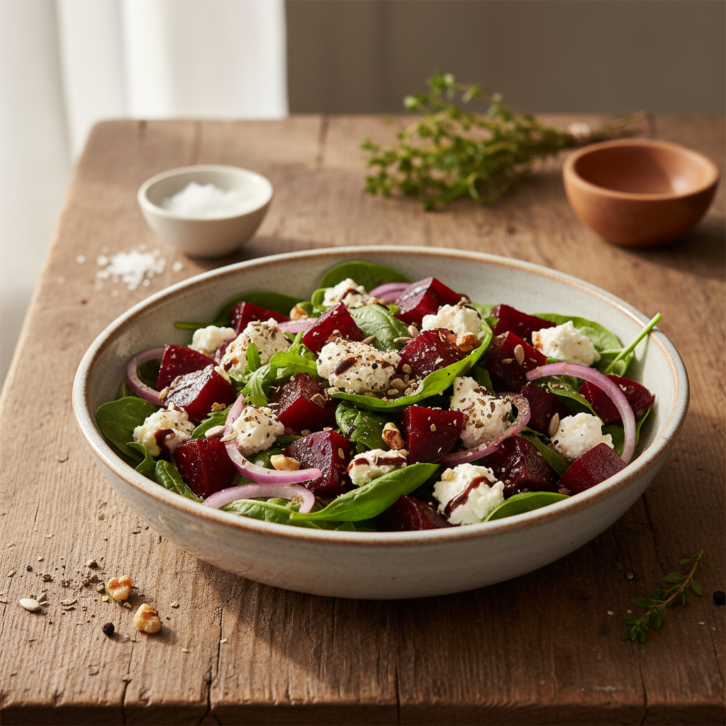 Gaivus ir lengvas burokėlių su feta salotų receptas, kuris nustebins skoniu