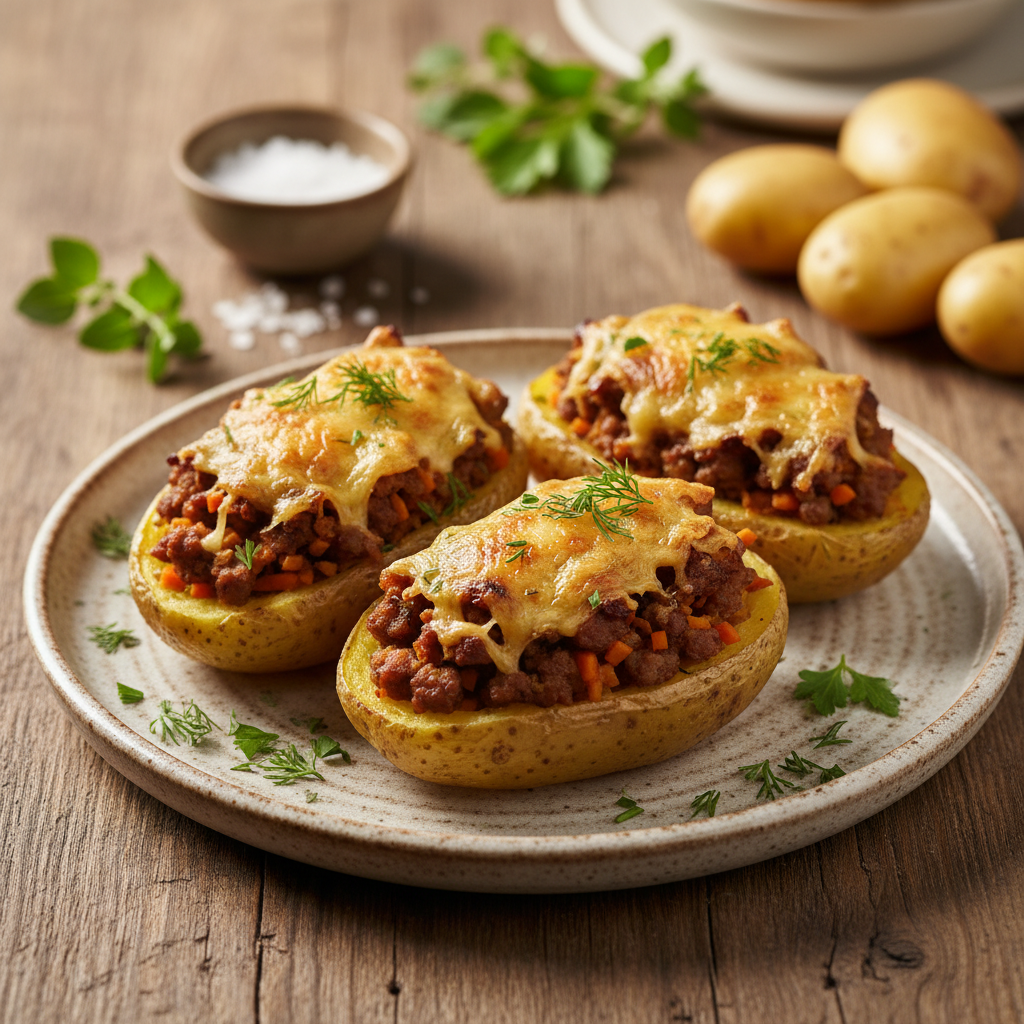 Gardus ir lengvai paruošiamas įdarytų bulvių receptas vakarienei