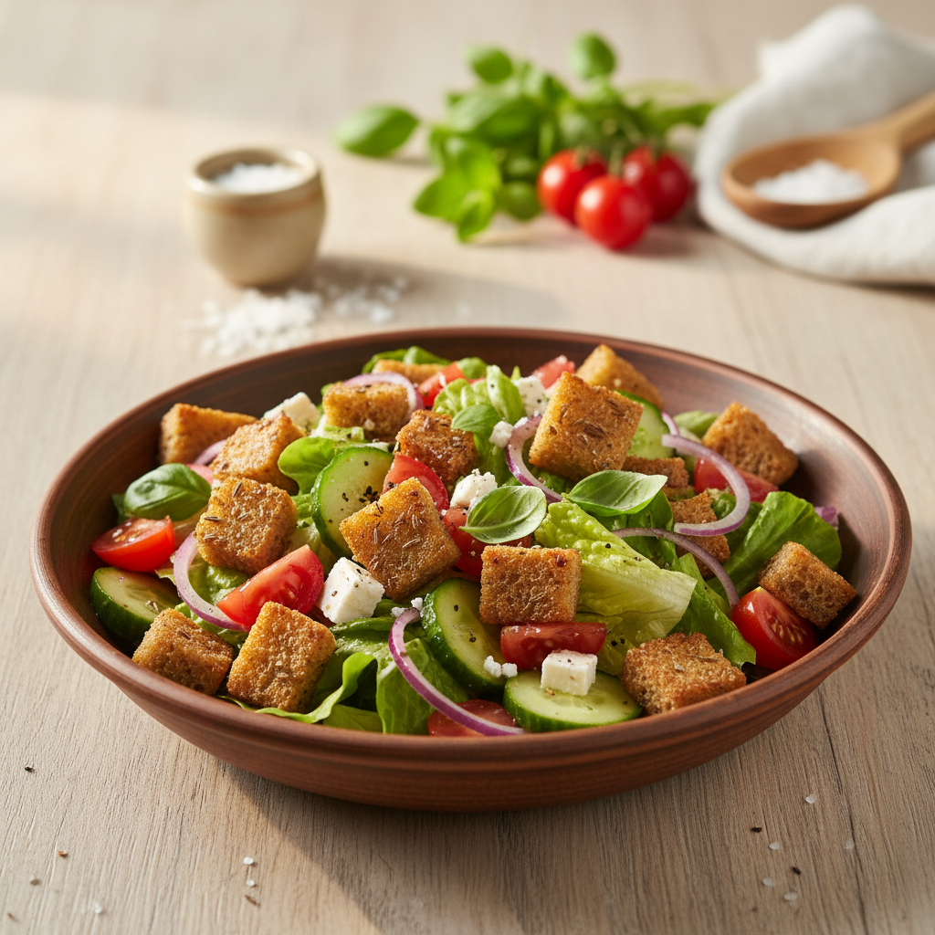 Gardus keptos duonos salotų receptas: paprastas būdas pagaminti užkandį, kuris patiks visiems