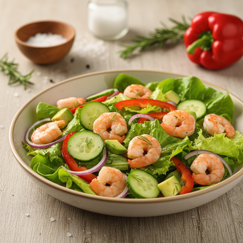 Greitai paruošiamas krevečių salotų receptas: gardus pasirinkimas lengvai vakarienei