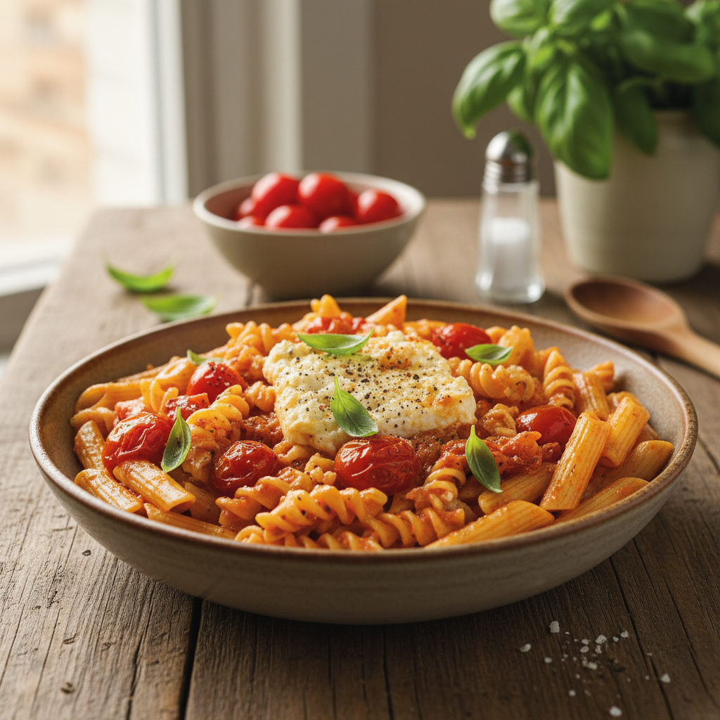 Greitas ir skanus makaronų su feta ir pomidorais receptas: pietūs per 15 minučių