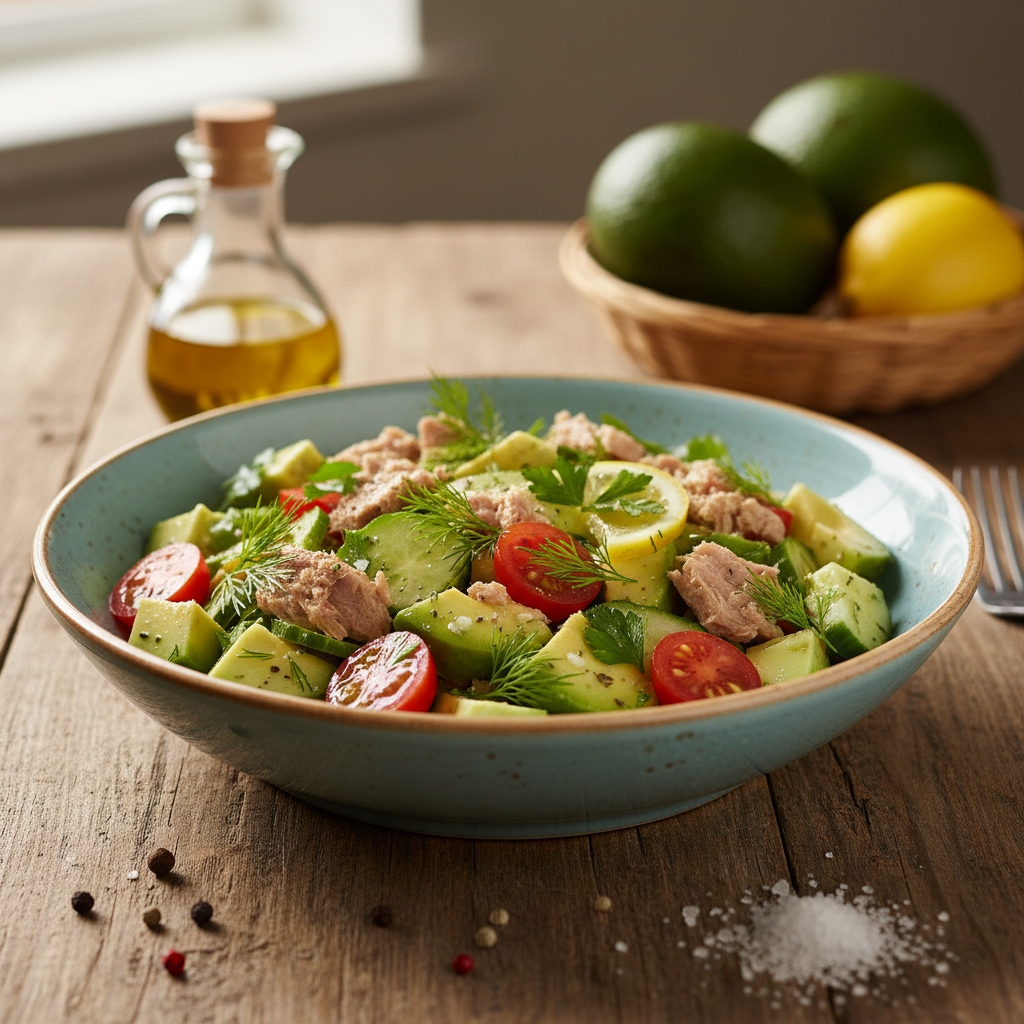 Greitas ir sveikas tuno salotų su avokadu receptas, kuris nustebins paprastumu