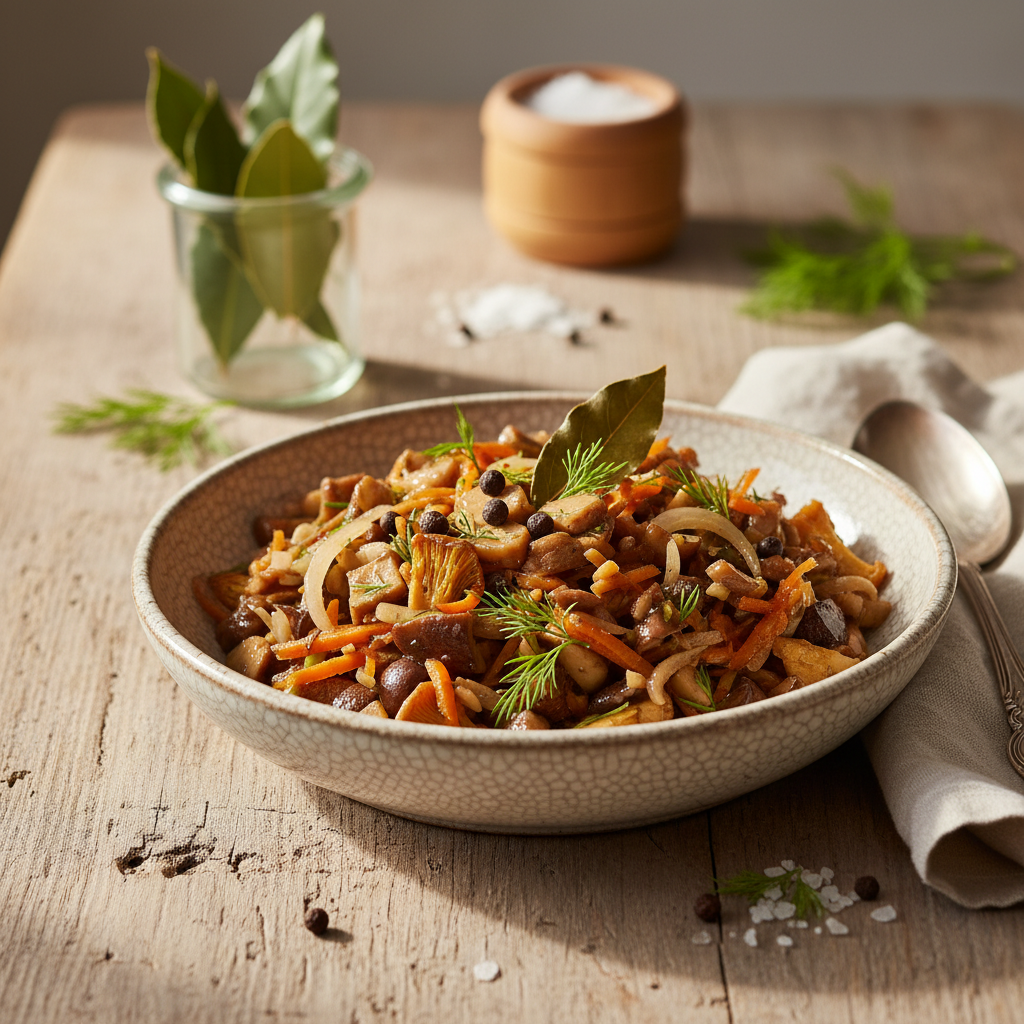 Kaip pasigaminti skanią grybų mišrainę žiemai: patikrintas receptas ir naudingi patarimai