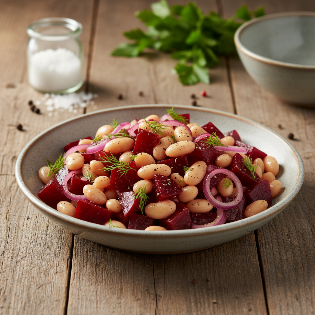 Lengvas ir skanus burokėlių salotų su pupelėmis receptas jūsų pietums