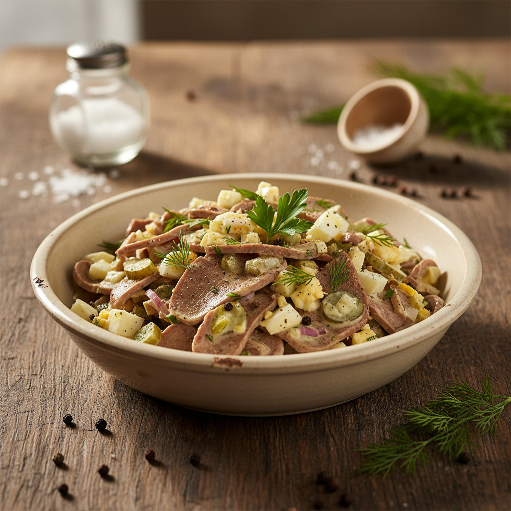 Paprastas ir gardus liežuvio salotų receptas: kaip paruošti švenčių stalui tinkantį patiekalą