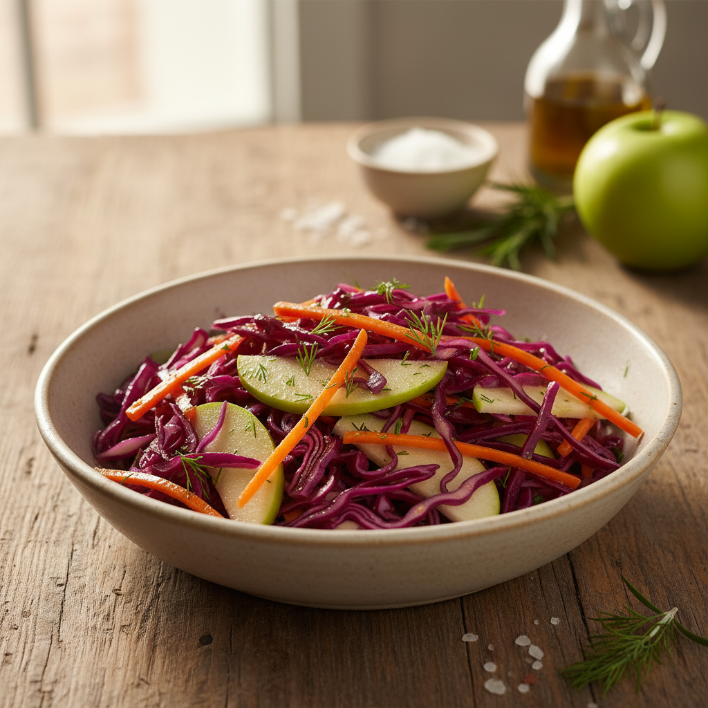 Paprastas ir gardus raudonųjų kopūstų salotų receptas kasdienai