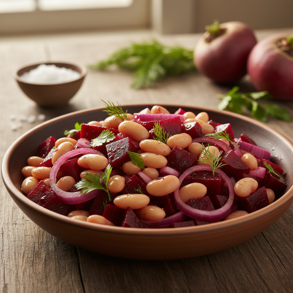 Paprastas ir skanus burokėlių salotų su pupelėmis receptas kasdieniams pietums