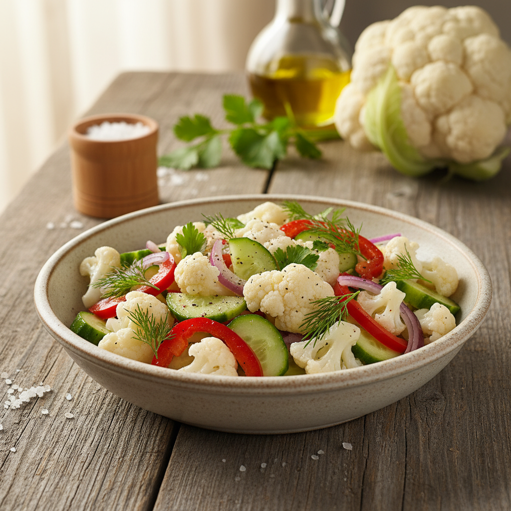 Paprastas ir skanus kalafiorų salotų receptas kasdienai