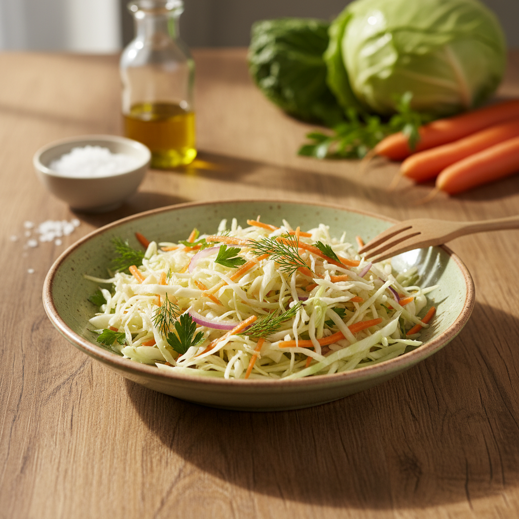 Paprastas ir skanus šviežių kopūstų salotų receptas, kuris patiks visai šeimai