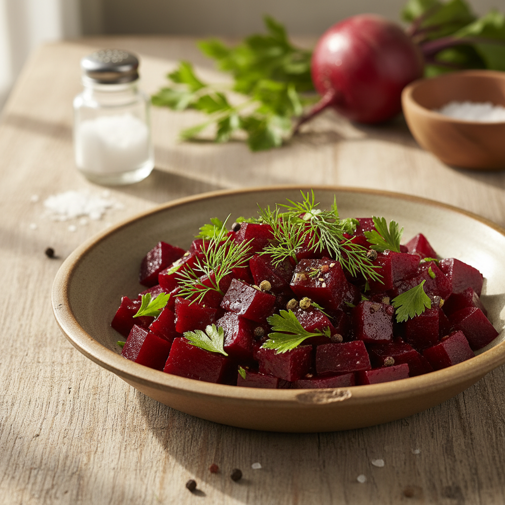 Paprastas ir skanus virtų burokėlių salotų su aliejumi receptas, kuris patiks visai šeimai