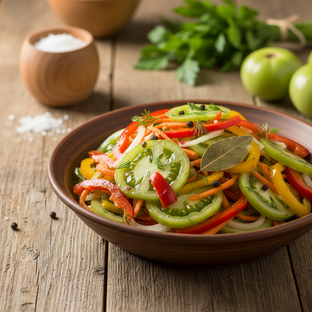 Patikrintas žalių pomidorų mišrainės receptas žiemai: skonis, kuris primins vasarą