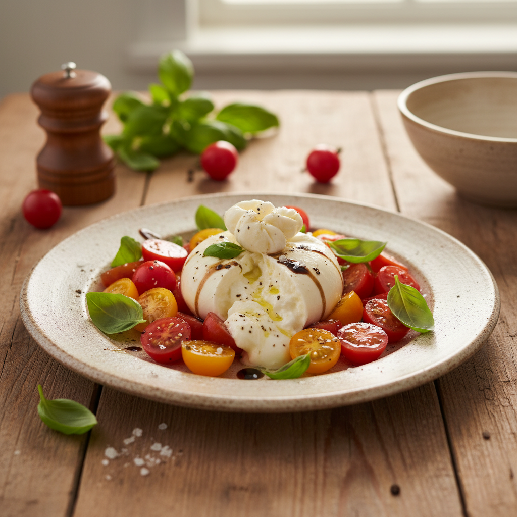 Tobulo skonio burratos salotų receptas: paprastas būdas pasigaminti įspūdingą patiekalą namuose