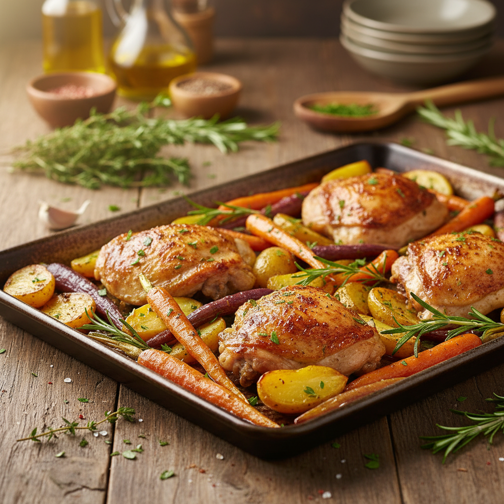 Greitos vienos skardos vakarienės: mažiau indų, daugiau skonio