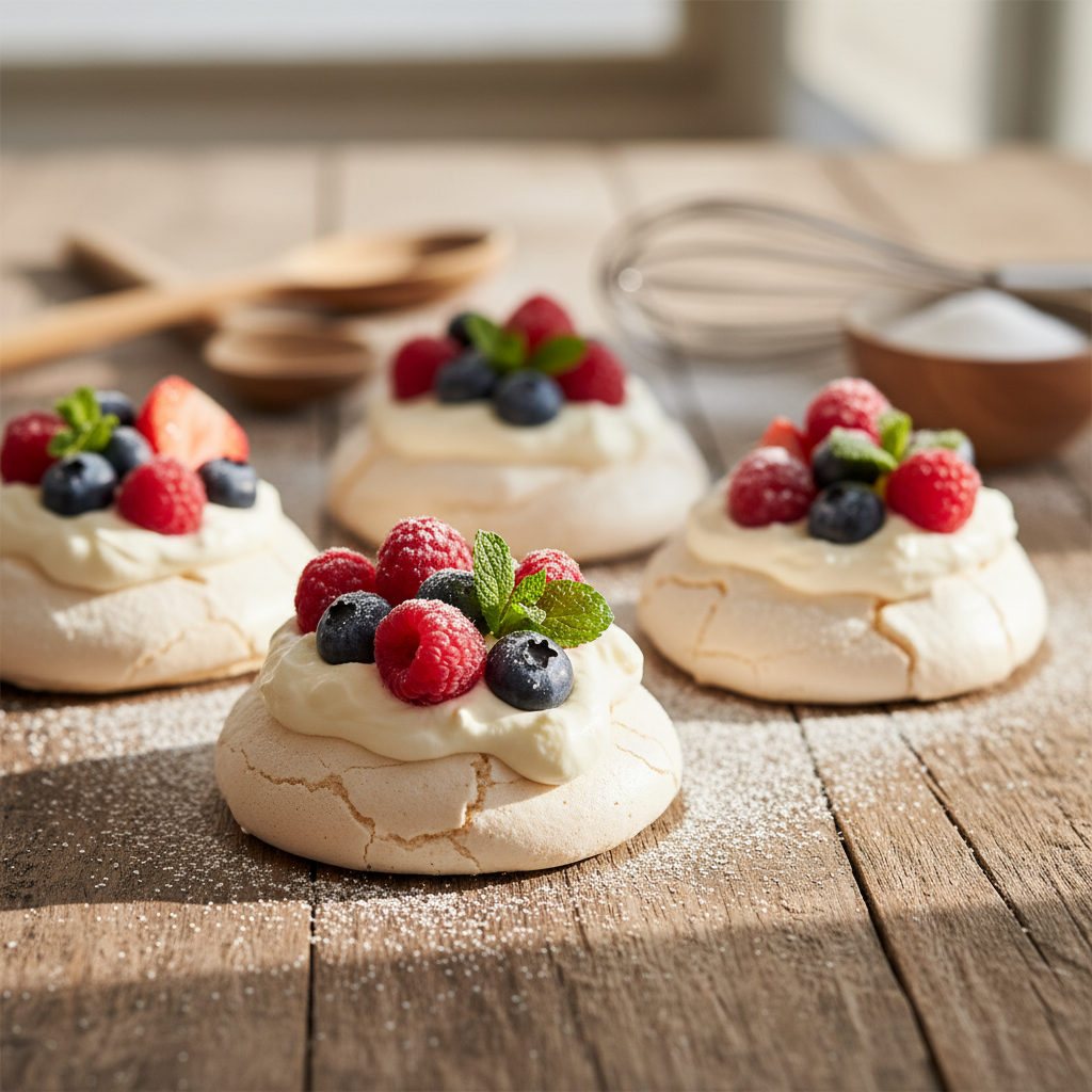 Tobulas mini pavlovos receptas: desertas tirpsta burnoje