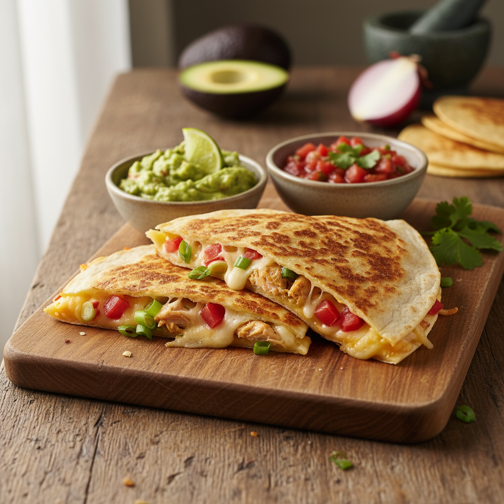 Tobulos kesadilijos su vištiena: greita vakarienė