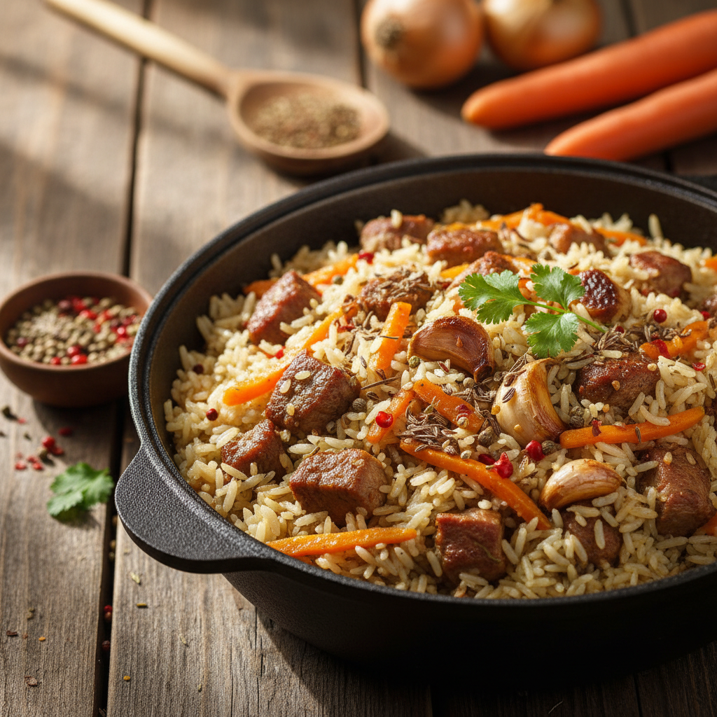 Tradicinis plovas su kiauliena: birių ryžių paslaptis