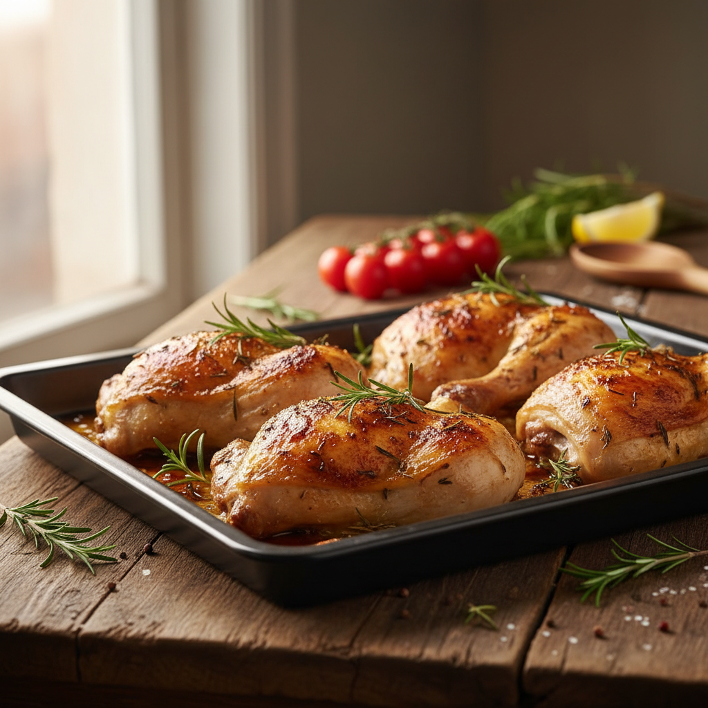 Traškūs vištienos ketvirčiai orkaitėje: tobulas receptas