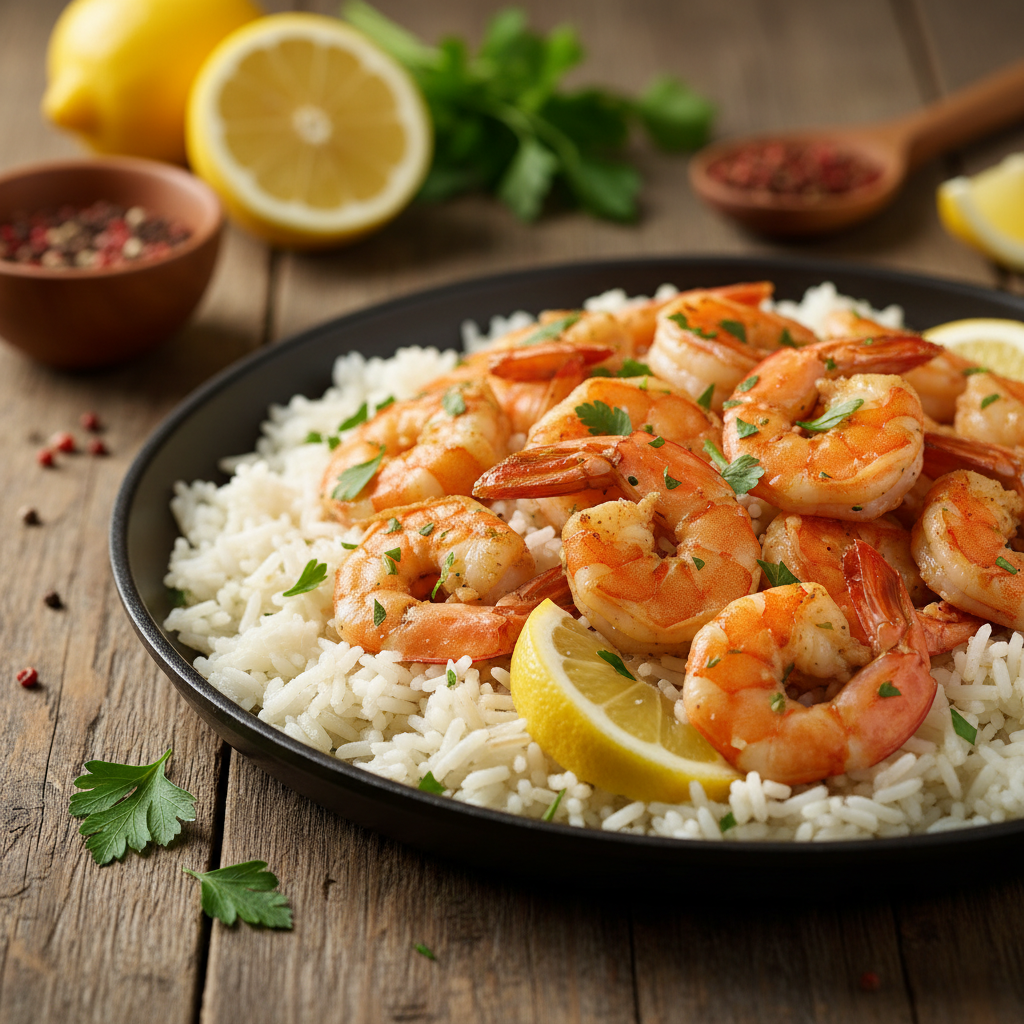 Vakarienė per pusvalandį: tobulos krevetės su ryžiais