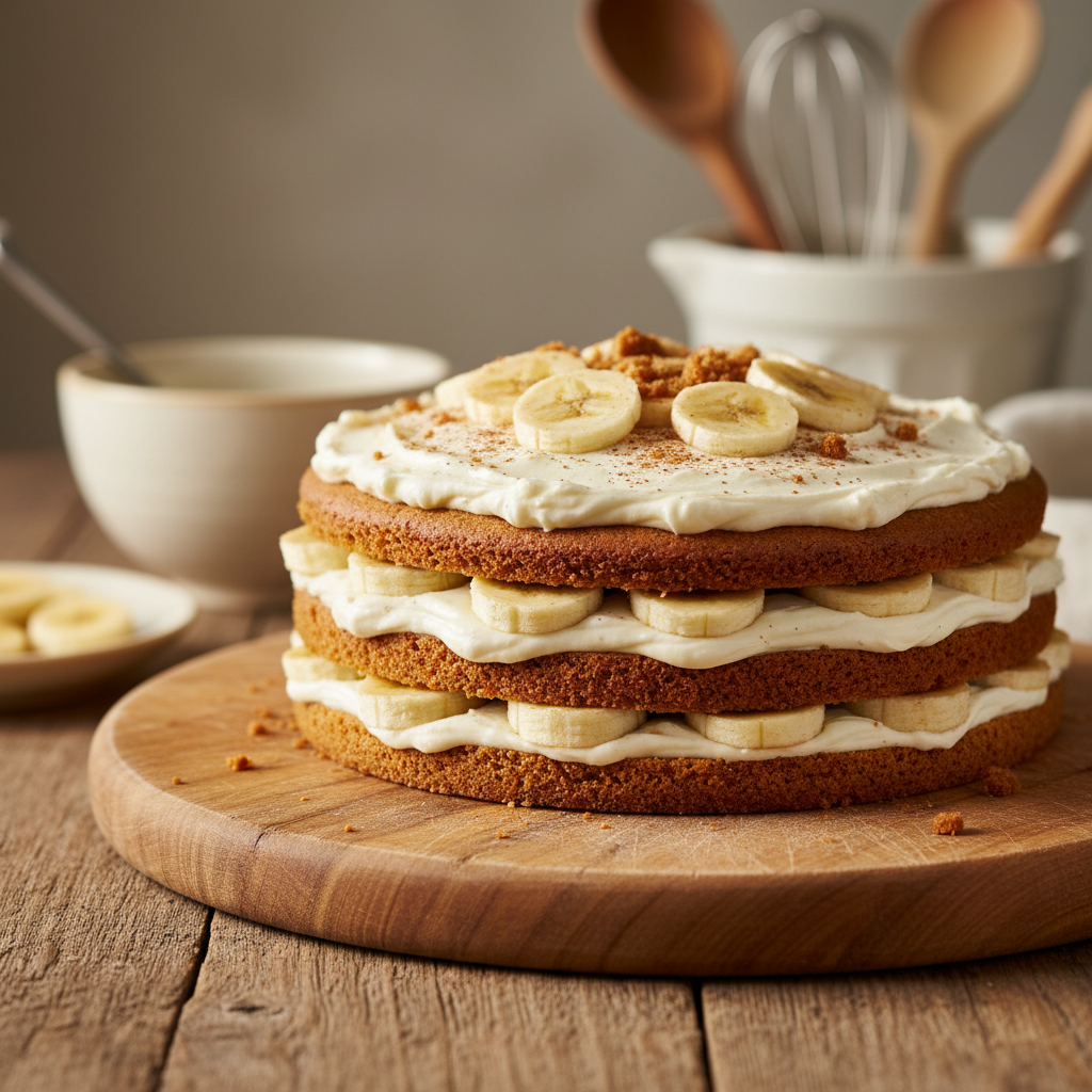 Meduolių ir bananų tortas: paprastas receptas be orkaitės